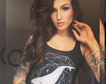 Whale Tank Top - Sacred Geometry Whale Tank Top - Sacred Geometry Clothing - Women's Festival Tank Top - Space Whale - Galaxy Tank Top