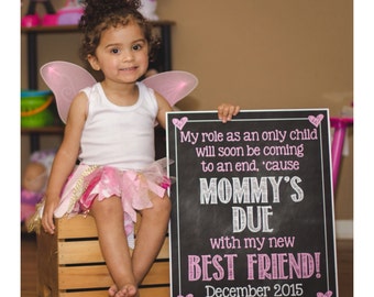 Pregnancy Reveal // Pregnancy Announcement // Big Sister // Only Child // Only Child Expiring // Chalkboard