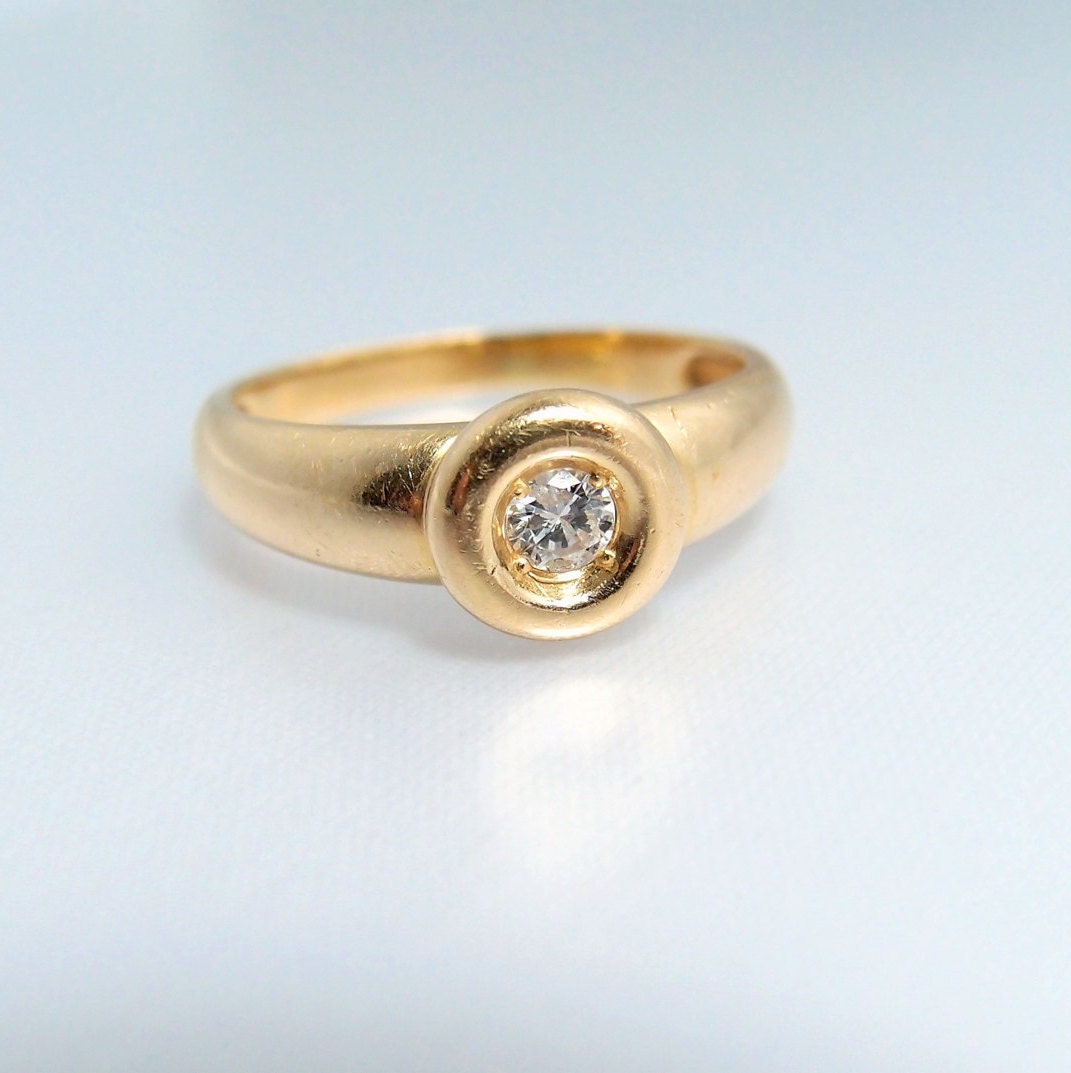 Retro stamped 18K solid gold ring French gold by MidwestArtObjects