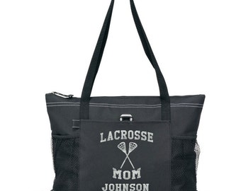 PLAYER NAME 20" Lacrosse MOM Sports Bag with soft Microfiber or Glitter design