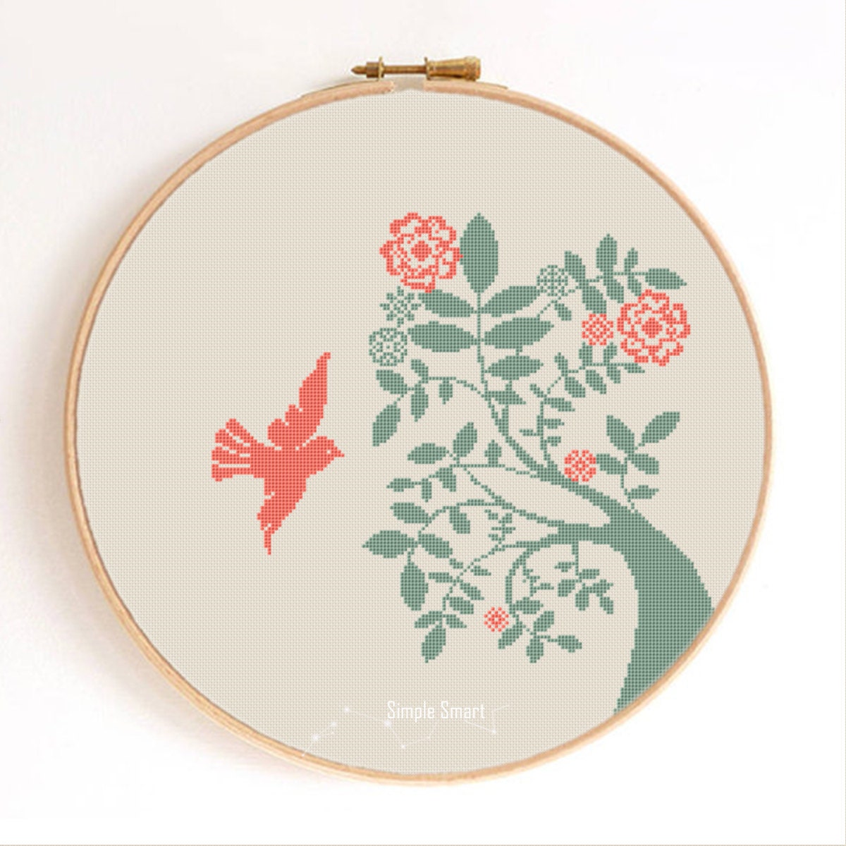 Dove and Tree Bird Silhouette Counted Cross Stitch Pattern