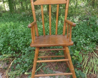 Vintage Wooden Mid Century Highchair Early American