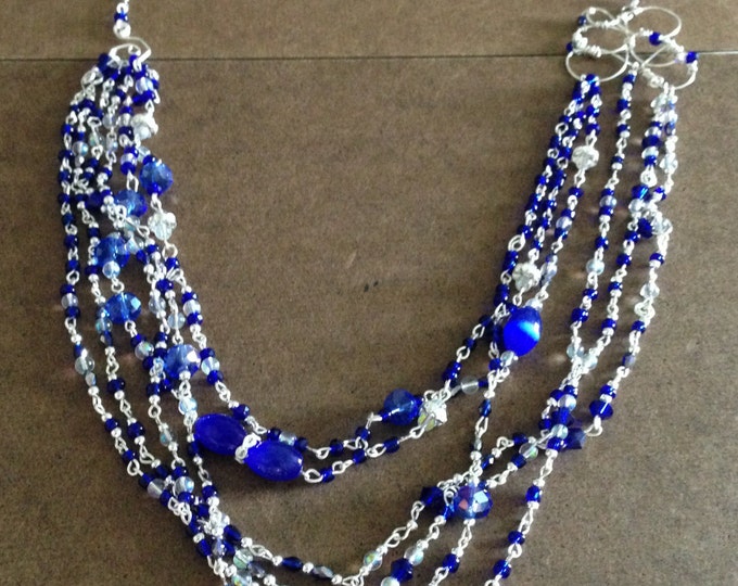 cobalt blue, silver and white hair ornament