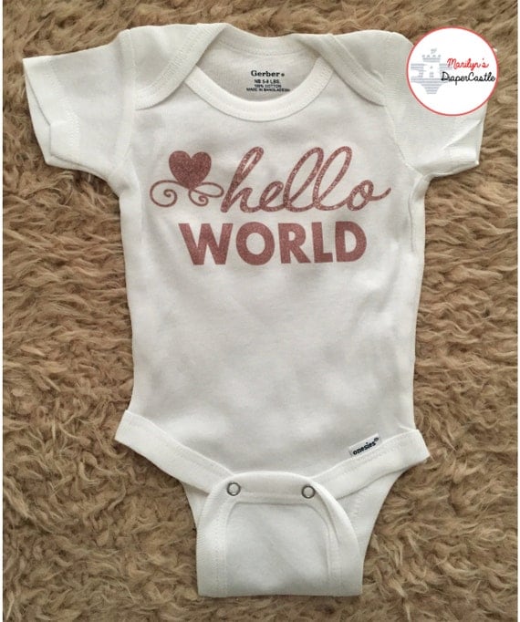 Hello World Baby Onesie Coming Home Outfit by MarilynsDiaperCastle