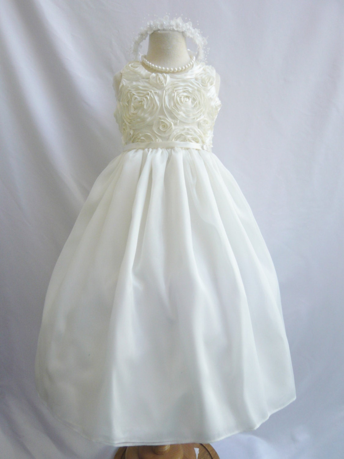 Flower Girl Dresses IVORY Rosette Swirl by NollaCollection