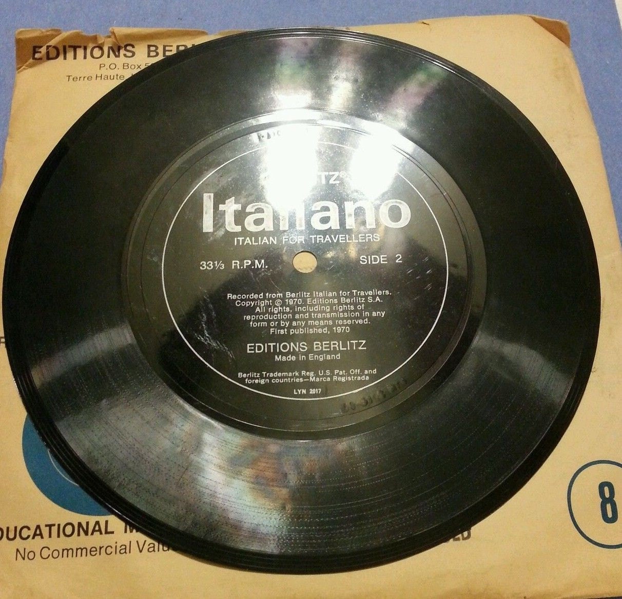 Italiano 1970 flexi disc vinyl record Editions Berlitz 1970