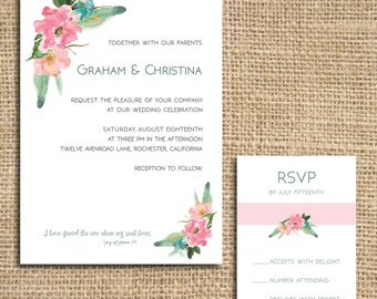 Floral Wedding Invitation & RSVP Card - DIGITAL