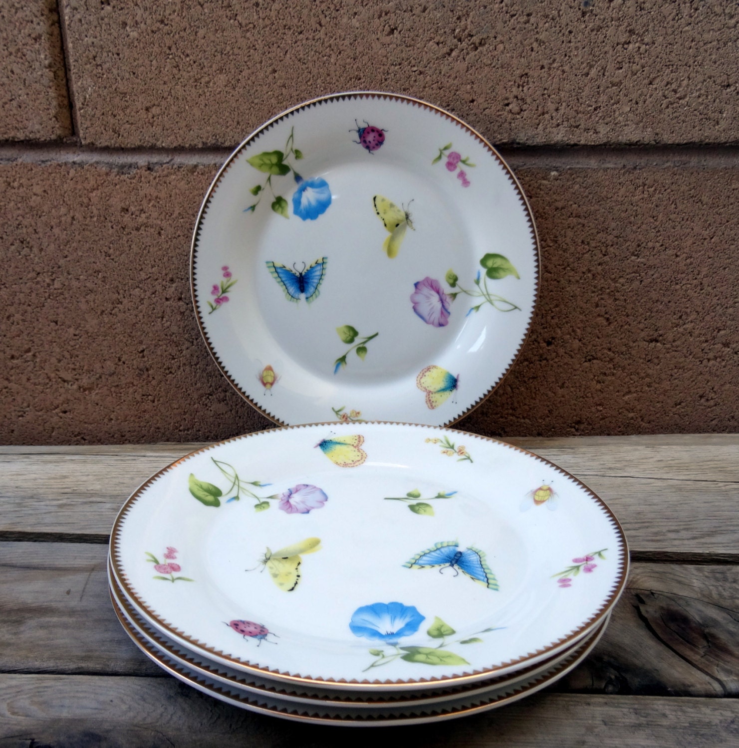 I. Godinger & Co. Morning Glory 4 Dessert Plates Salad