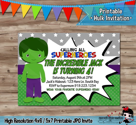 items similar to hulk invitation hulk invite hulk invitation invite