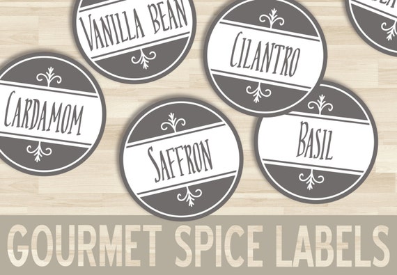15 printable spice labels fleur de lis round circle