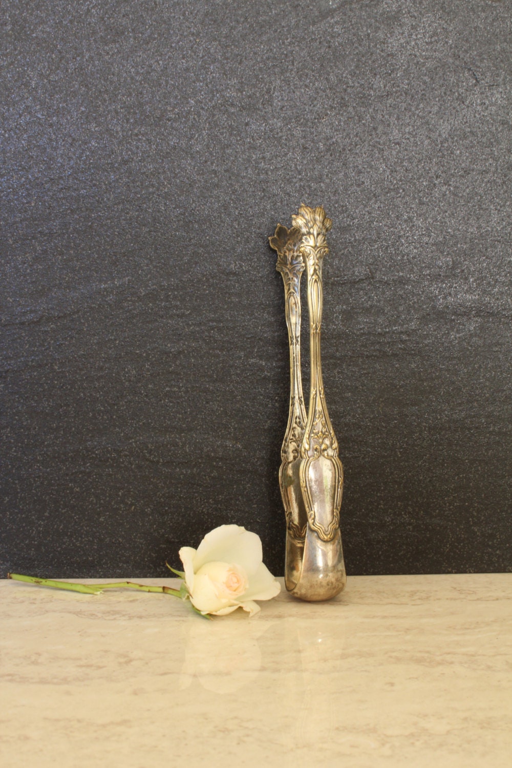 Vintage French Ice Cube Tongs Silver Plated Serving Tongs Lions