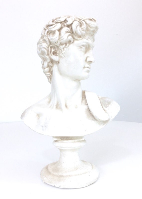 Vintage Bust of David Plaster Statue