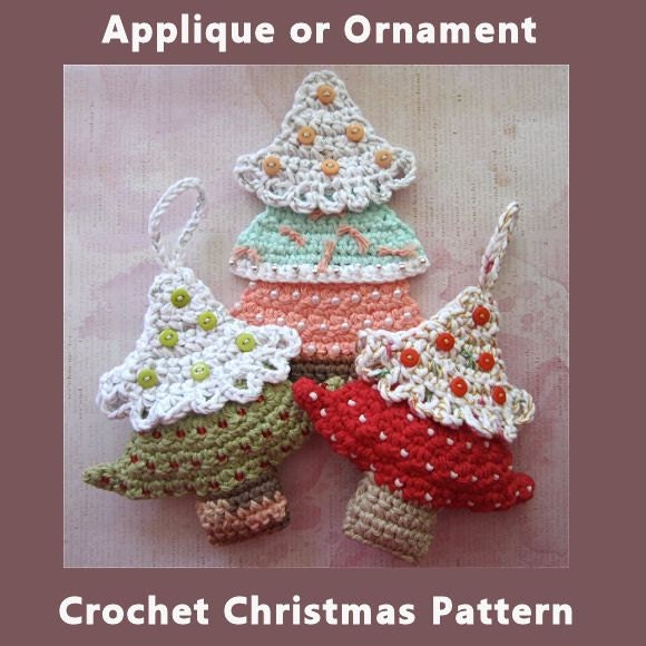 Christmas Tree Applique and Ornament Crochet Pattern Bead