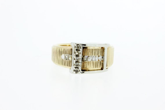 14K Yellow and White Gold Belt Buckle Ring by timekeepersinclayton