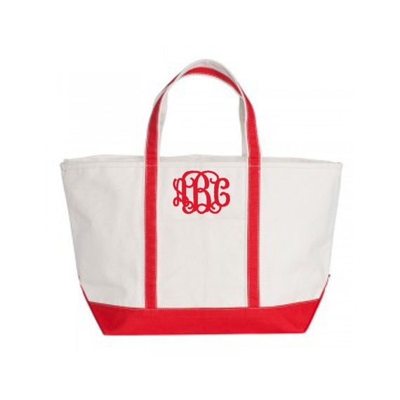 Zipper Top Monogrammed Canvas Boat Tote Large by embroiderybybeth1