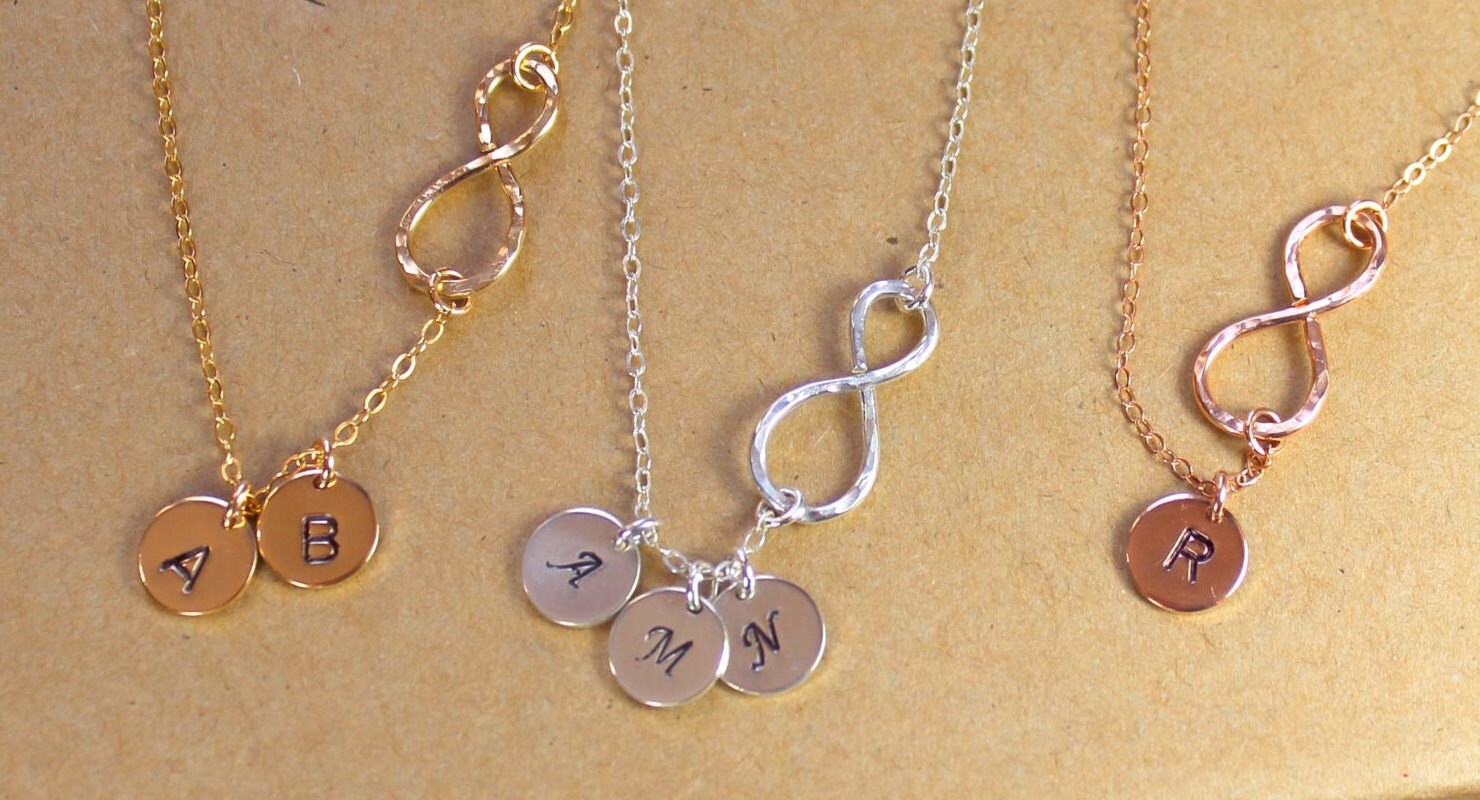 SALE 20 % Personalized Infinity Gold Necklace, Initial Infinity Disc Necklace, Sterling silver Infinity, 1 2 3 4 5 Discs Infinity