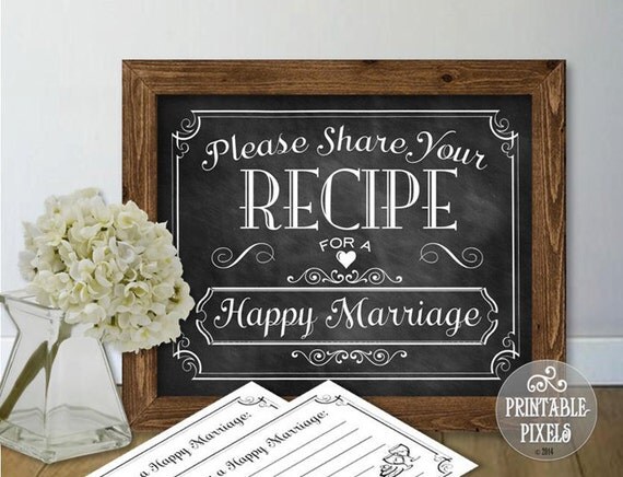 Recipe For A Happy Marriage Printable Wedding by PrintablePixels
