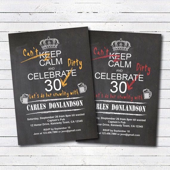 Items similar to Dirty 30 invitation. Big 30, thirsty thirty invitation