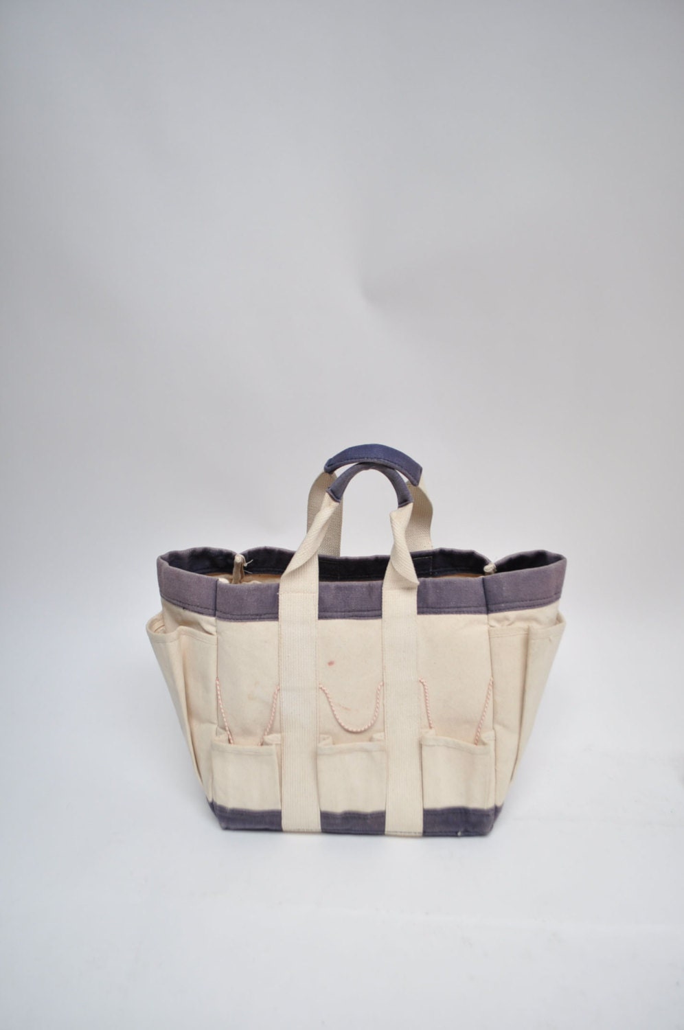 vintage canvas tote leather TOOL bag satchel two tone