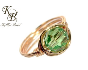 Bridal Ring, 14k Gold Filled Ring, Crystal Ring, Wedding Jewelry, Right Hand Ring, Wire Wrapped Ring, Bridesmaid Jewelry, Prom Jewelry
