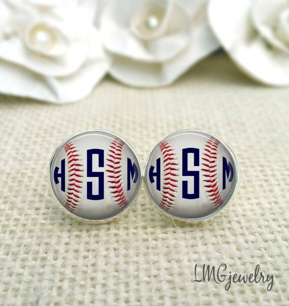 Baseball Earrings Monogram Baseball Earrings Custom Baseball