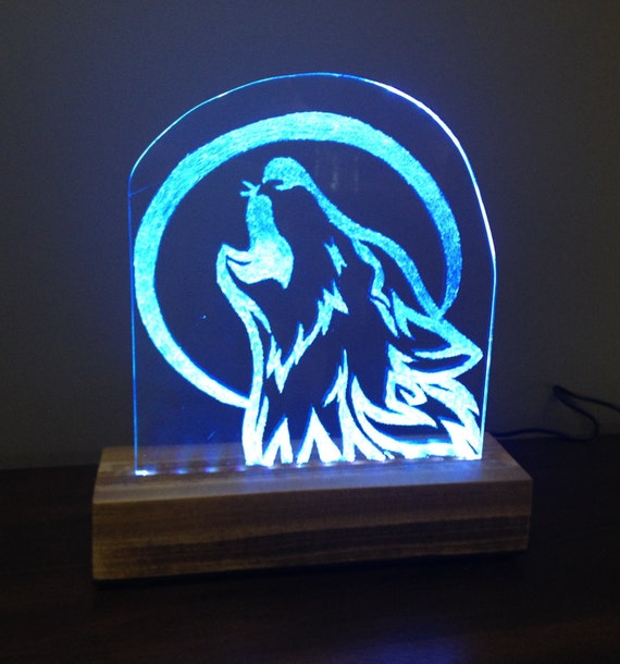 Wolf LED Light Handmade Etching LED Etch RGB led by Brightworkz