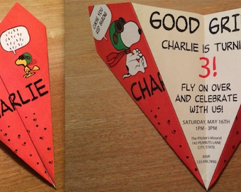 Custom Snoopy Red Baron Paper Airplane Invitation - Personalize Font, Verbiage & More! Perfect for Birthdays, Showers, Announcements, Etc!