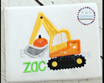 Digger Pumpkin Applique Design - Fall Applique Design - Digger Construction Applique - Digger Fall Applique