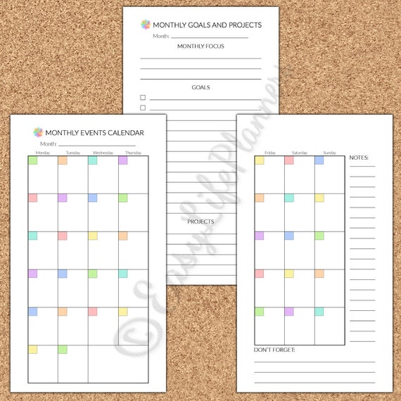 MONTHLY Personal Size Planner. Printable pdf by EasyLifePlanners