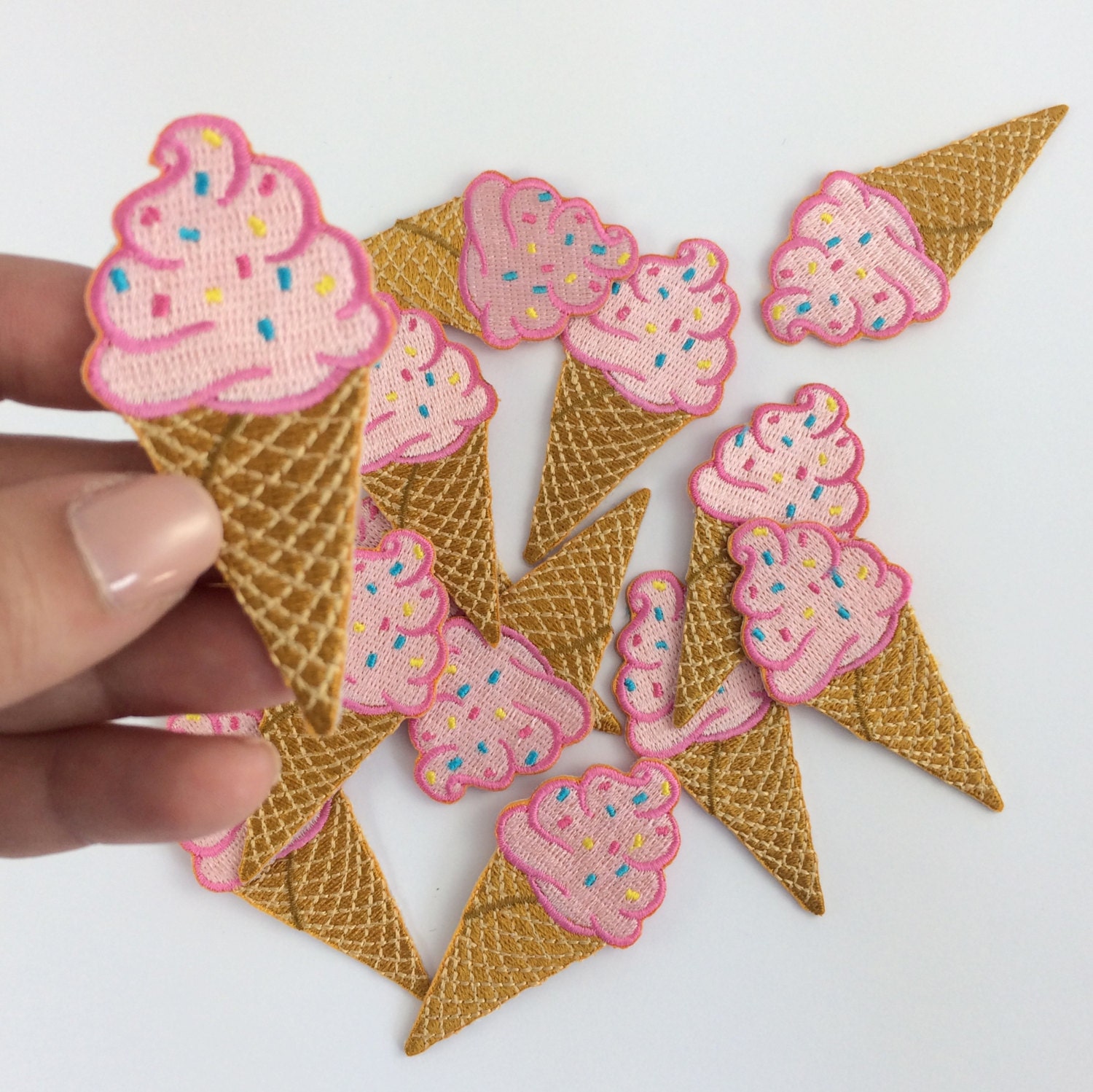 Ice Cream Cone Embroidered Patch / IronOn by