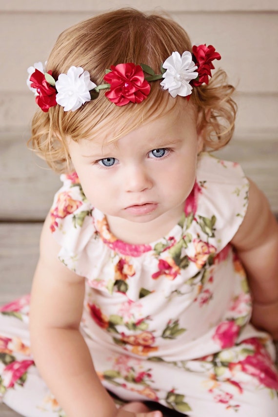 White Crown, flower Red baby Flower and Toddler Flower Baby etsy Flower Crown, crown   Crown