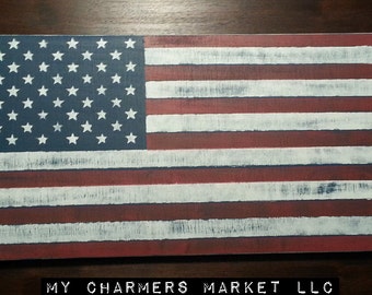 Price Includes Shipping, American Flag Sign, Distressed American Flag Art, Red White & Blue, Stars and Stripes, America, Independence Day