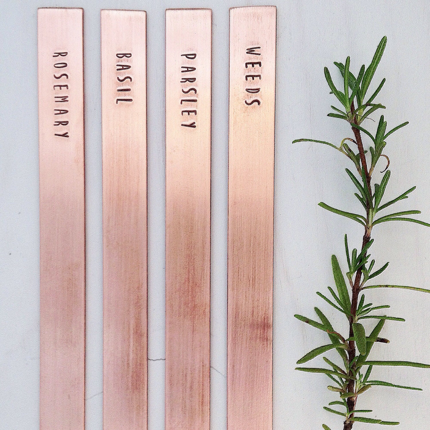 Custom Herb Stakes Copper Garden Marker Set 4 Vegetable