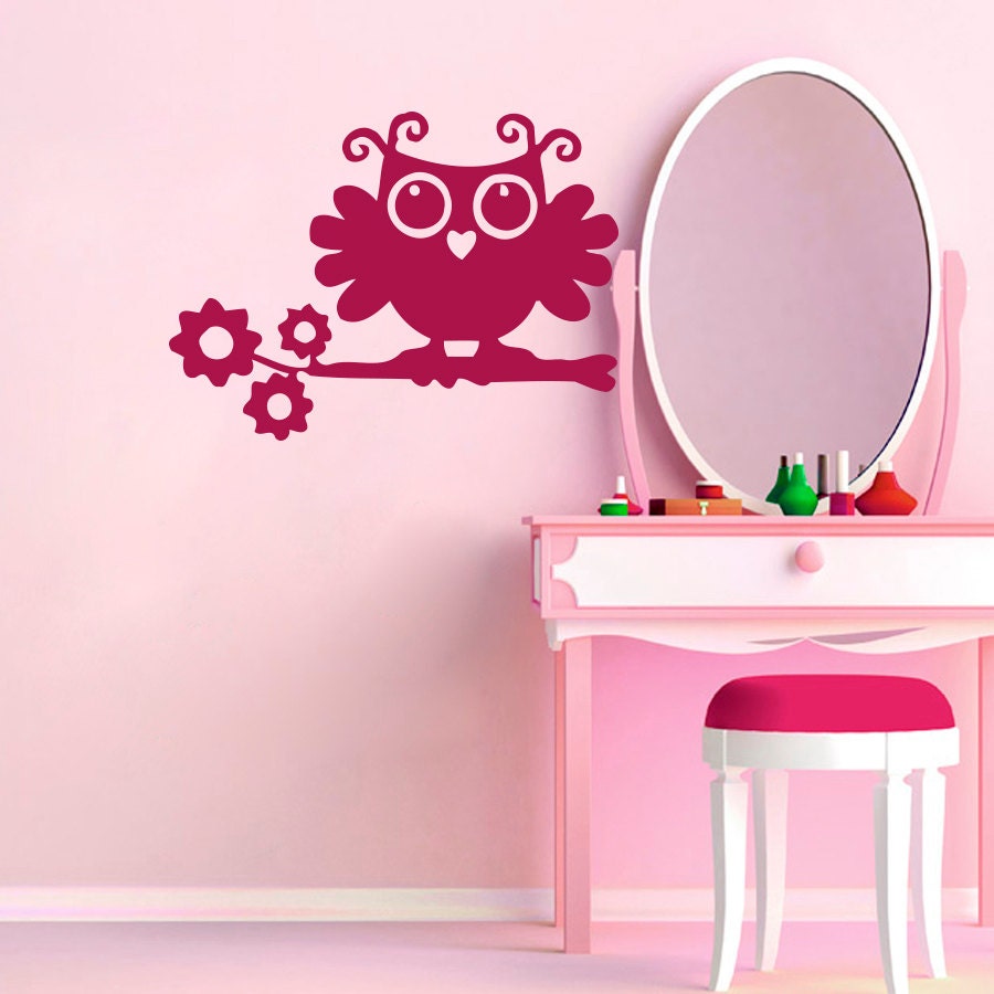 Wall Decals Owl Decal Vinyl Sticker Branch Flowers by CozyDecal