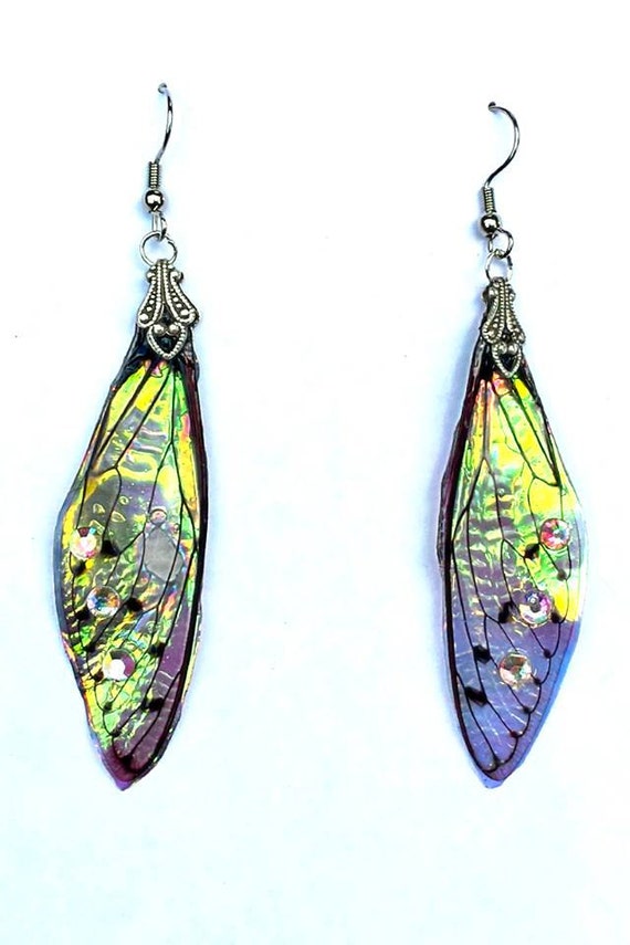 Faerie Wing Earrings Opal Fire