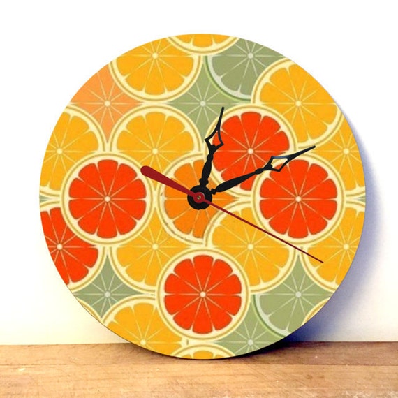 Orange Wall Clock Orange Decor Kitsch Ornament Kitchen by JDzigner