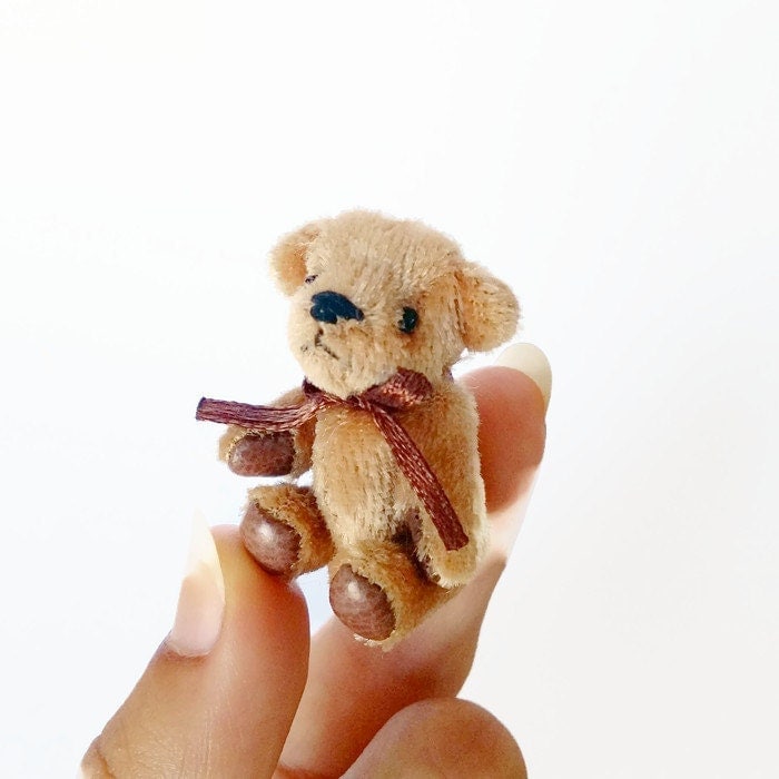 Miniature dollhouse teddy bear toy / 112 dollhouse by NatAcademy