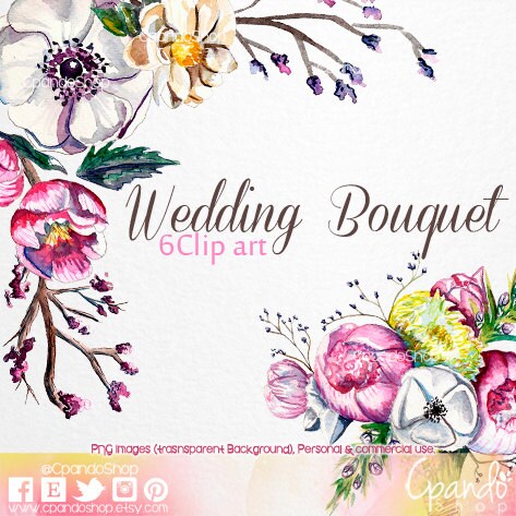 Wedding Flowers Bouquet watercolor Art Clips PNG