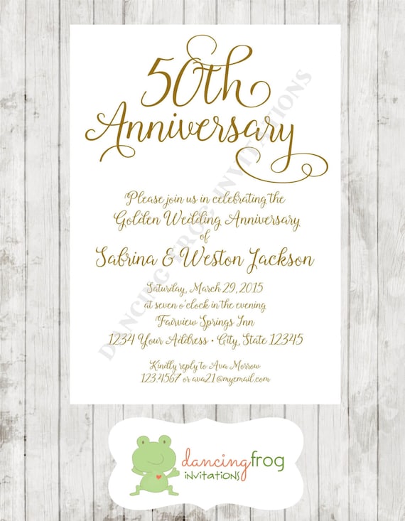 50th Wedding  Anniversary  Invitation  Printed Anniversary 