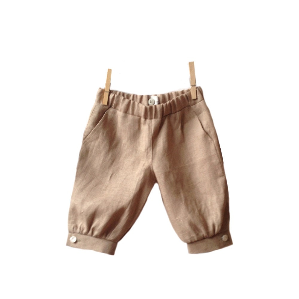 Boys linen shorts beige knocher style pants toddler linen