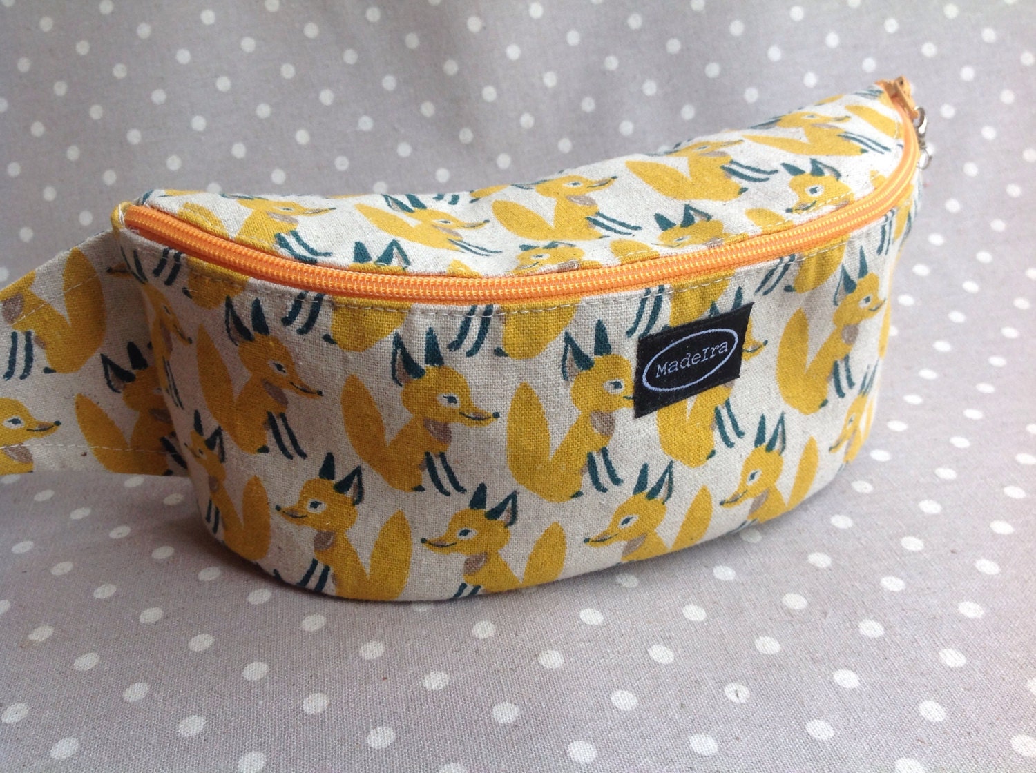 Yellow fanny pack fox hip bag small waist bag cute belt pouch