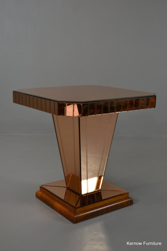 Art Deco Peach Mirror Glass Centre Table by KernowFurniture