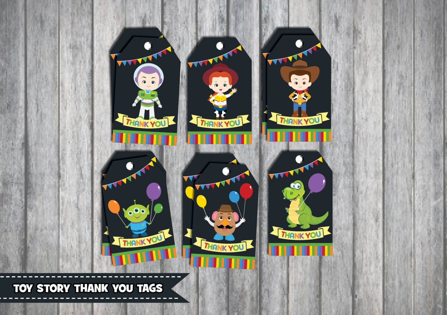 TOY STORY TAGS. Thank You Tags. Party Favors. by RedAppleStudio