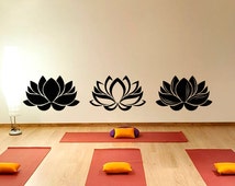 Lotus Wall Decal- Yoga Wall Decal- Lotus Flower Yoga Decals- Lotus Wall Art