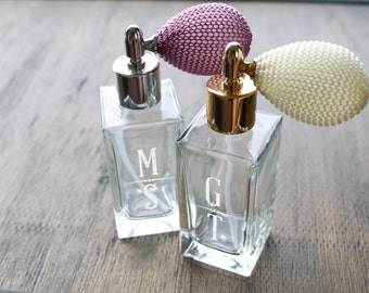 Personalized Antique Style Perfume Bottle with Bulb Sprayer, Bridal Shower Gift, Engagement Gift, Gift for Bride-to-be