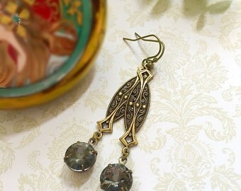 Art Deco Jewelry - Black Diamond - Art Deco Earrings - Jewellery - ZELDA Black Diamond