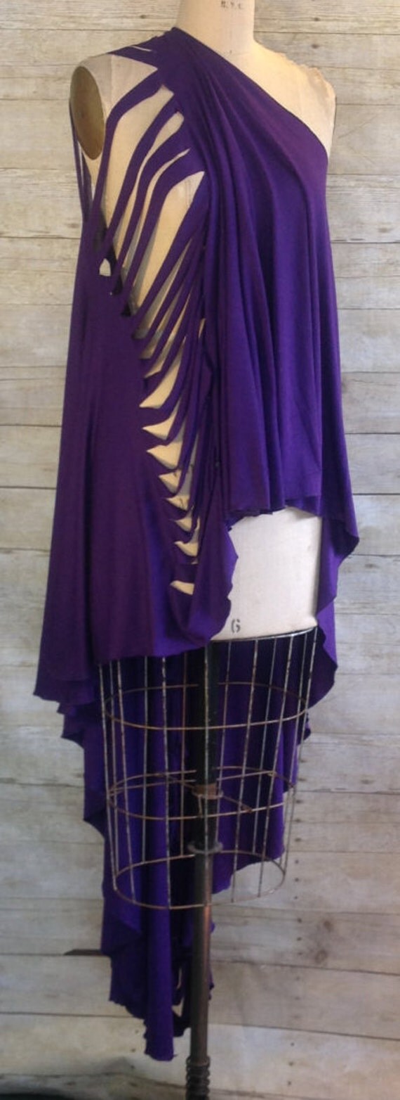 Purple Long Flowy Vest with rips by DeZeStar on Etsy