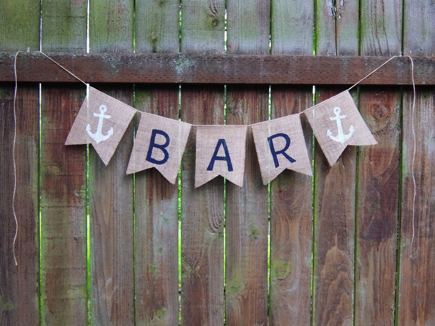 BAR Garland w/Anchors Burlap Garland Anchor Decor Bar