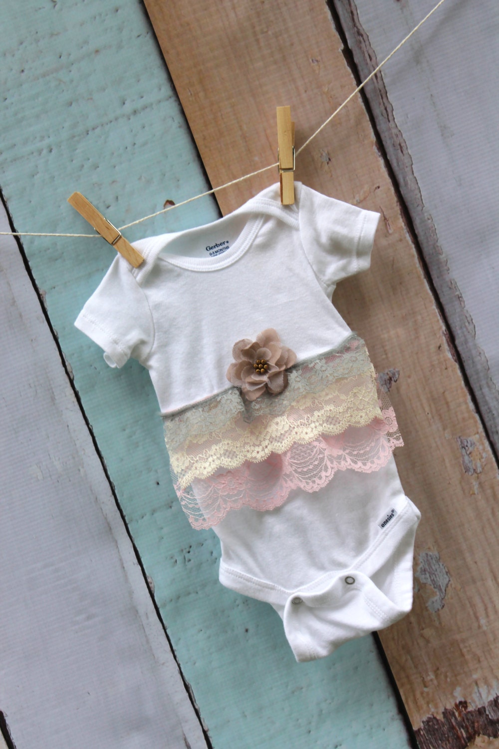 Infant Onesie Newborn Girl Onesie Pretty Lace by MissBBoutique