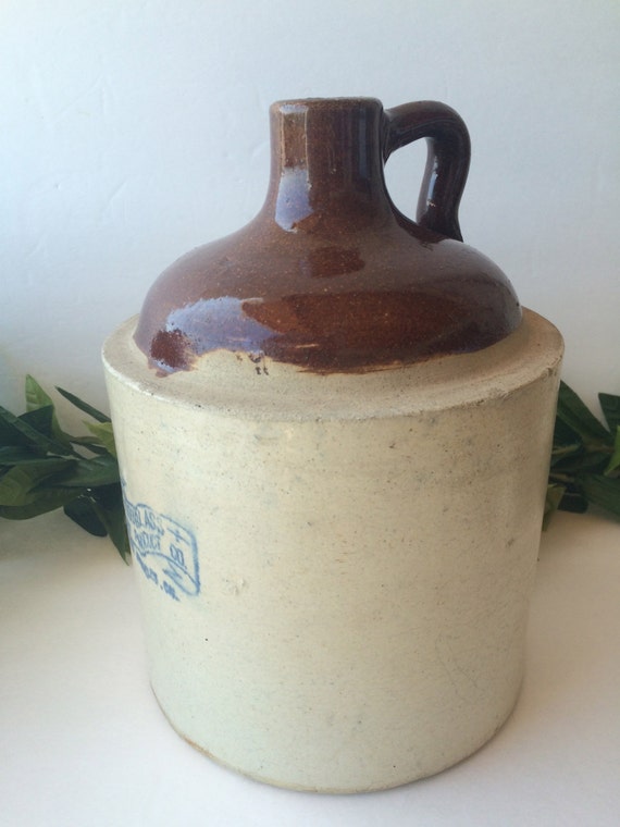 Antique Clay Whiskey Jug Douglass Clay Products Los by TizaVintage